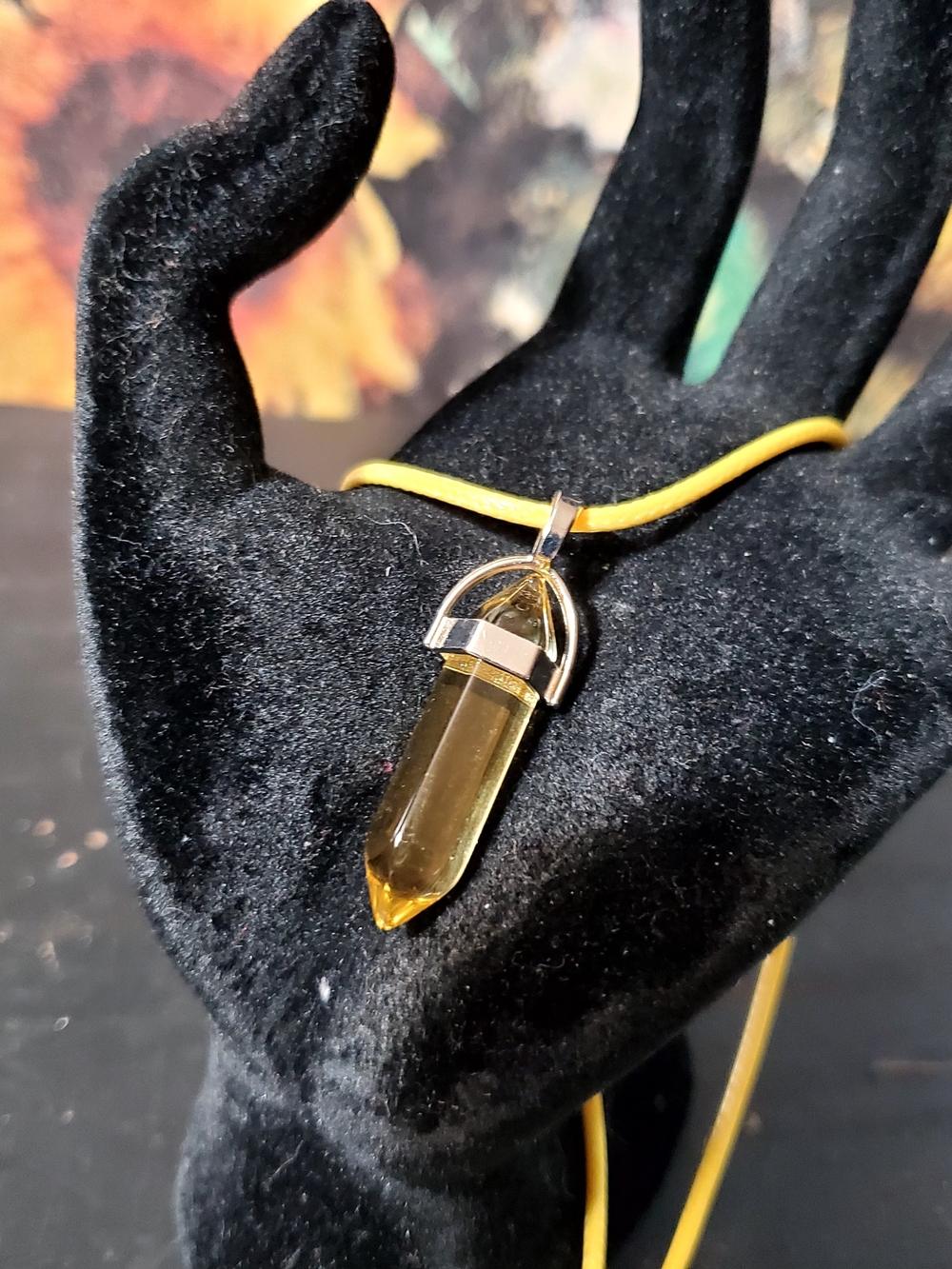 Yellow Glass Pendant Necklace - Brand